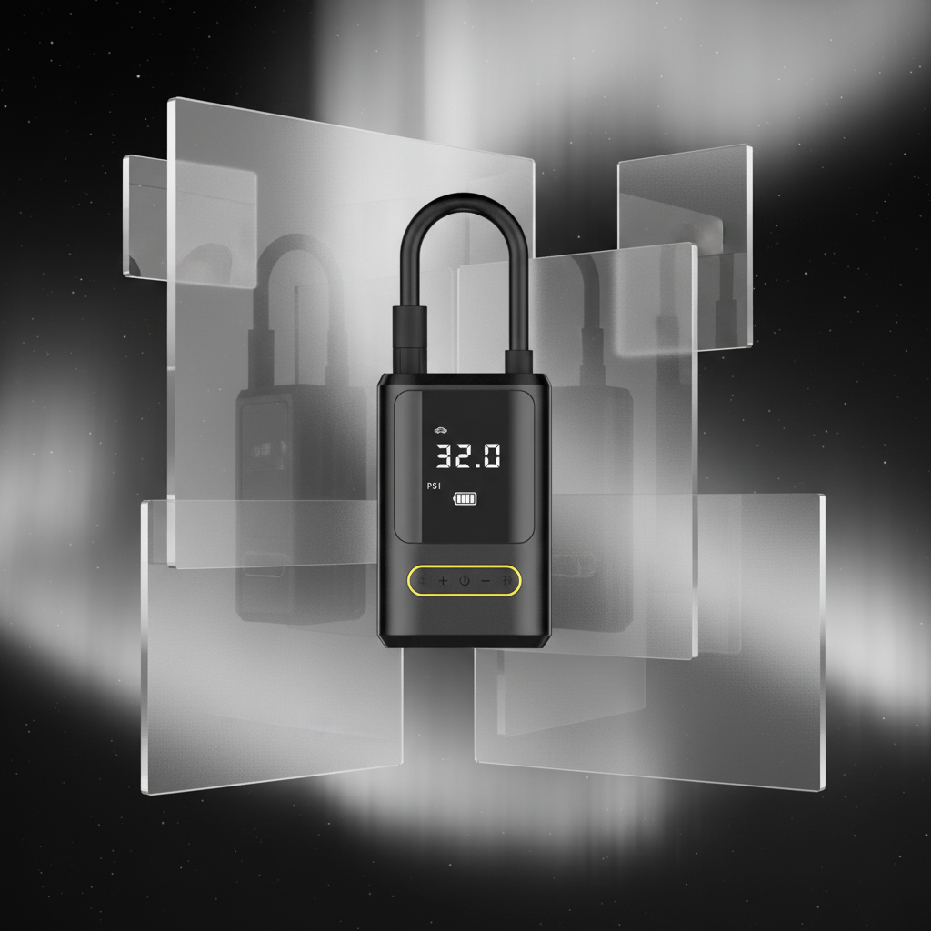 Premium black and white glassmorphism air pump